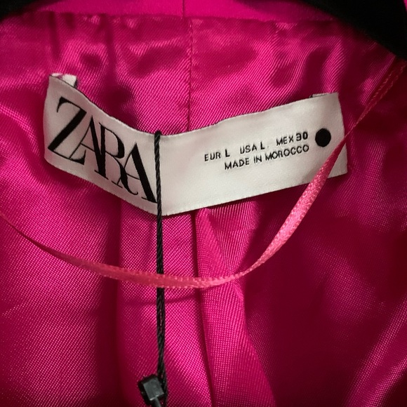 ZARA Hot Pink Belted Tuxedo Collar BLAZER! Lined Barbiecore Business Casual NWT - Picture 12 of 14
